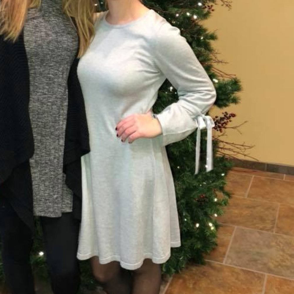 Tie Bell Sleeve Stretch Knit Dress